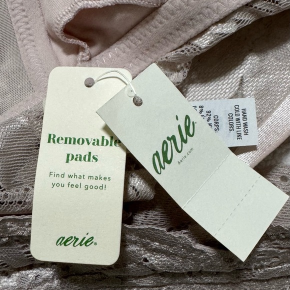 Aerie Eyelash Lace Padded Plunge Bralette in Nude - Picture 9 of 9